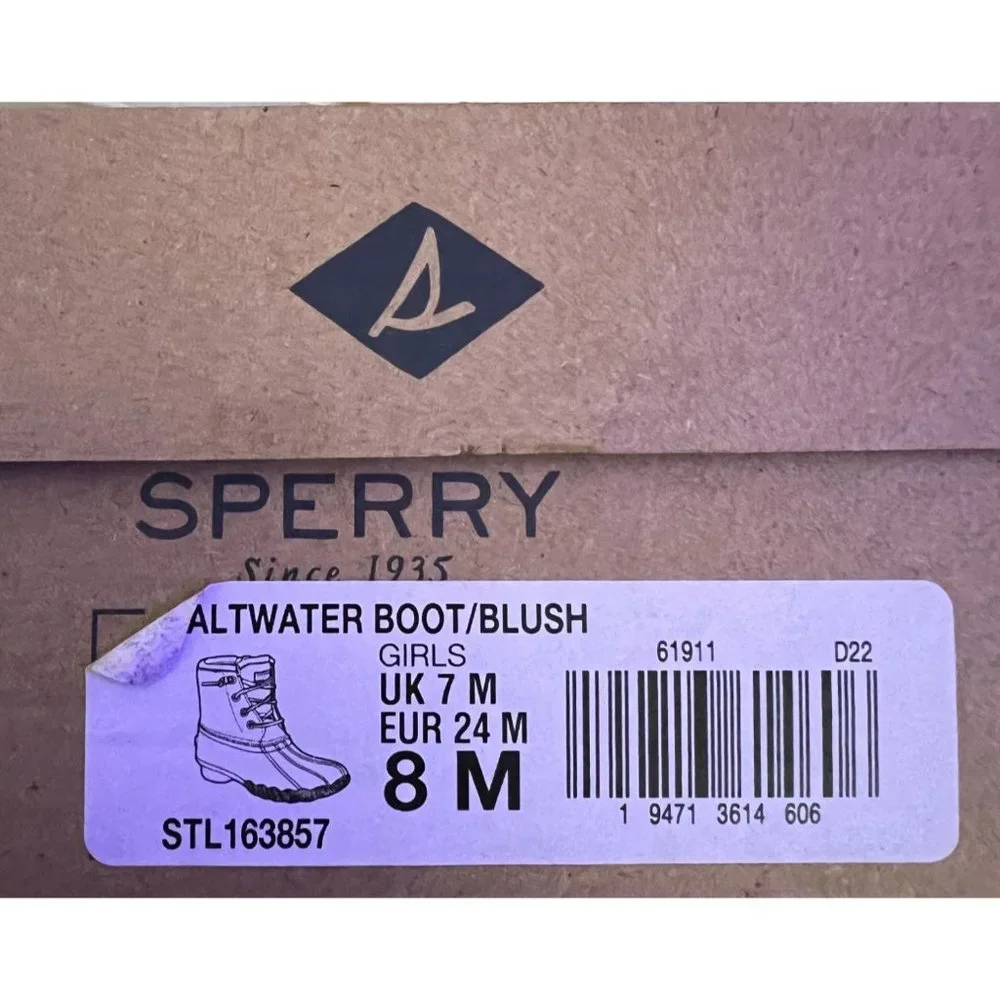 Sperry Saltwater Boots Blush Toddler Girls Size 8 Pink Rose Gold Metallic Water - Picture 6 of 10